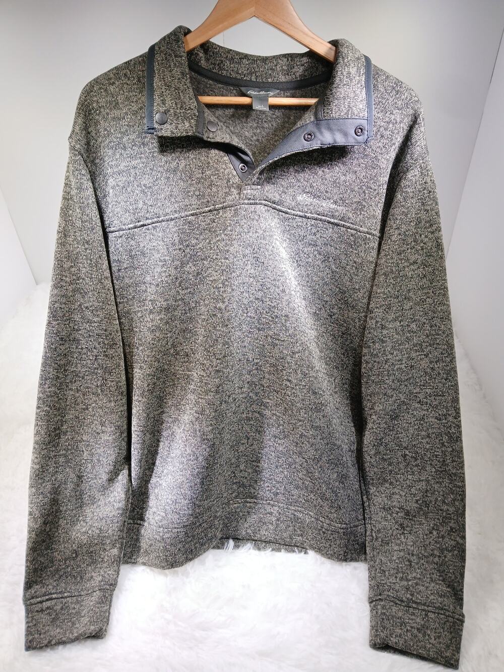 Eddie Bauer Charcoal Gray Fleece Pullover - Men's Large
